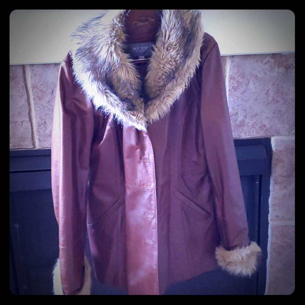 Wilson leather vintage jacket with faux fur